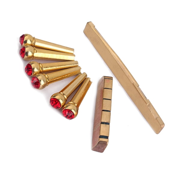 KALLORY Red Brass Acoustic Guitar Bridge Replacement with Polished Smooth Flat Bottom for Enhanced Sound and Durability