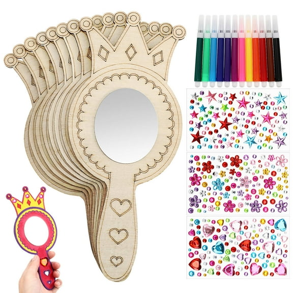 KALLORY 1 Set Small Handheld Mirror Multi For Craft Activities Creative Design Unfinished Mirror Craft Back to School