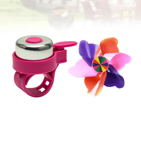 KALLORY 1 Set of Handle-Bar Bell Windmill Bike Decoration Set Bike Accessories (Pink)