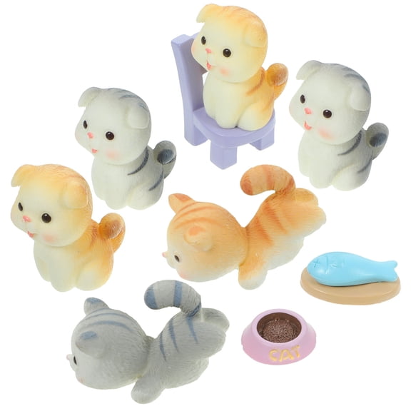 KALLORY  10 Pcs Cat Miniature Pet Micro Landscape Ornaments Gardening Accessories Bonsai