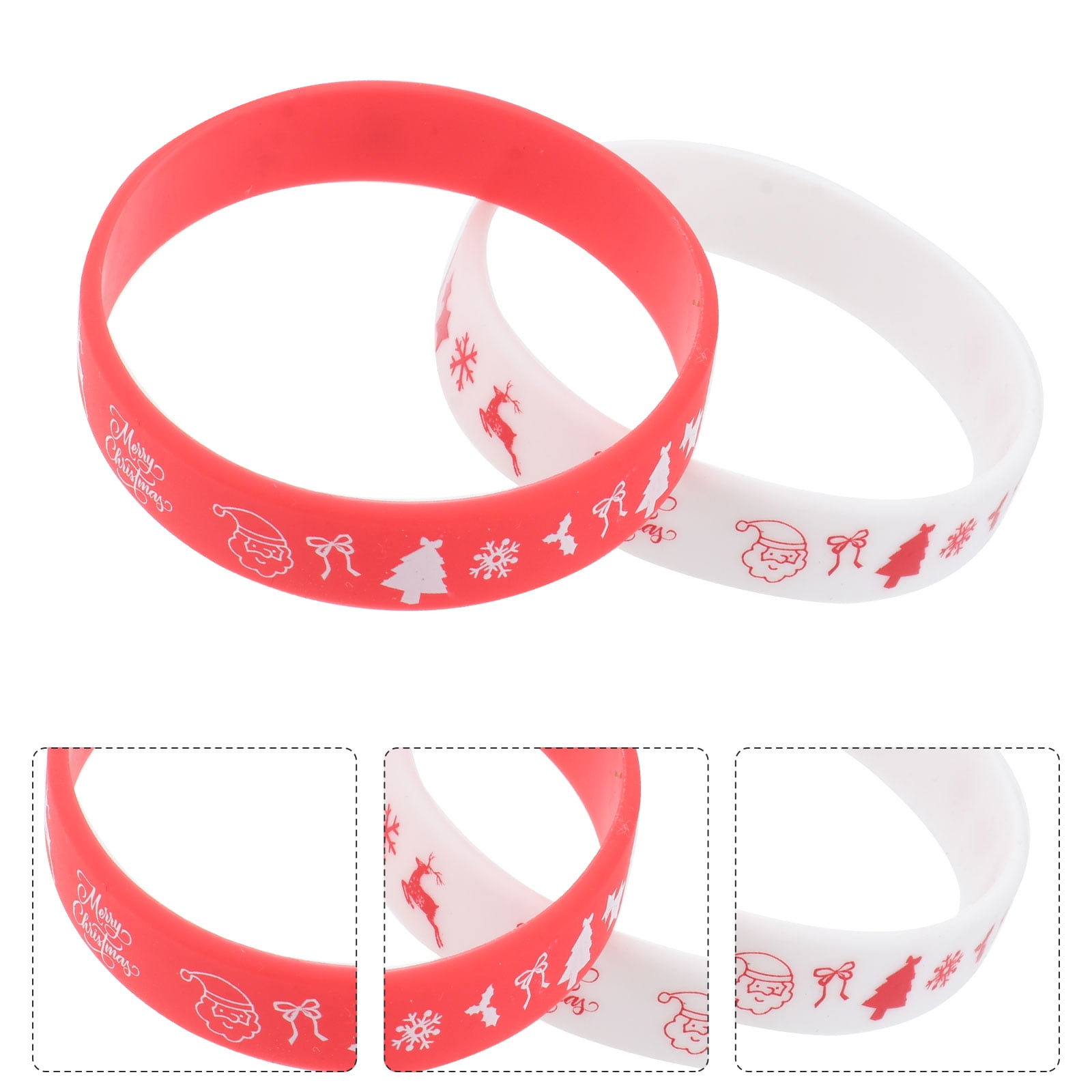 48 Pieces Christmas Silicone Bracelets - 8 Style Merry Christmas Wristbands For Party Favors & Stocking Stuffers
