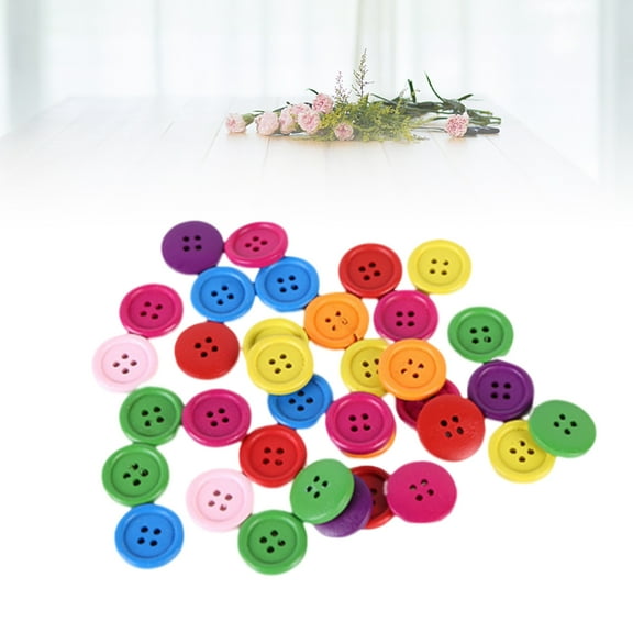 KALLORY 100 Pcs Fabric Buttons for Clothing Accessories Assorted Color Round Wood