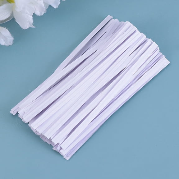 KALLORY 1000 Pieces White Paper Covered Binding Strips for Food Packaging and Decorative Household Use