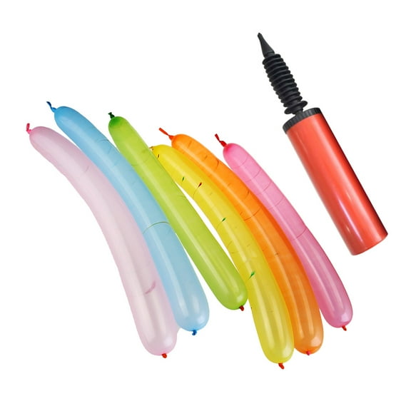 KALLORY 100Pcs Premium Latex Long Balloons with Pump for Party Use Assorted Colors