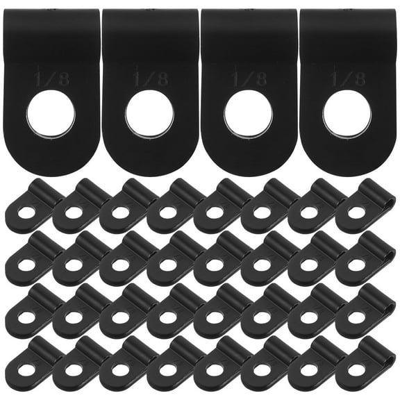 KALLORY R-Type Wire Holders PVC Black for Durable Cable Support 100Pcs
