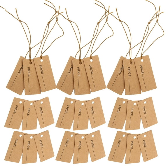 KALLORY 100Pcs Jewelry Tags For Pricing With Elastic String Paper