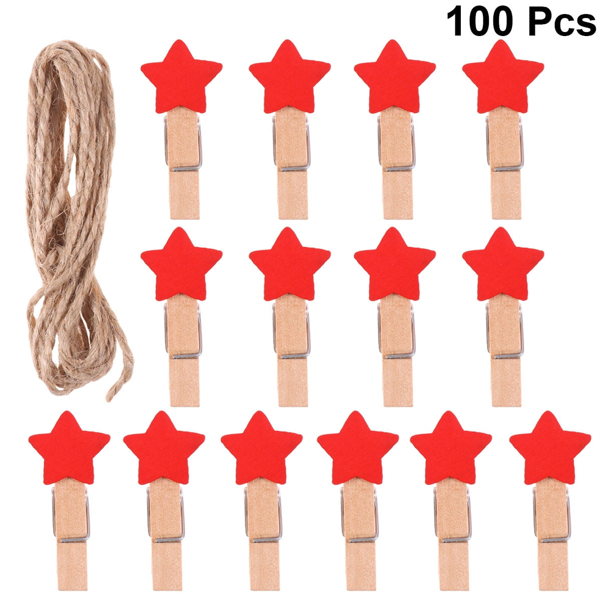 KALLORY 100Pcs Wood Clip with Star Shape for Photo and Card Display ...