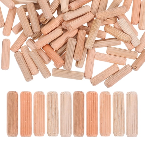 KALLORY 100pcs Hardwood Wood Dowel Rods Beige Wooden Dowels for Crafts, Furniture, Model Building and Home Projects