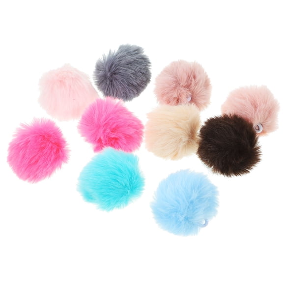 KALLORY 10PCS Cat Toy Pom Plush Mix Color for Fun Activities for Cats