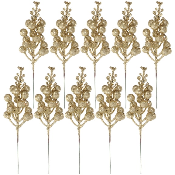 KALLORY 10 Pcs Artificial Christmas Berry Stems in for Holiday Tree and Wreath Decoration