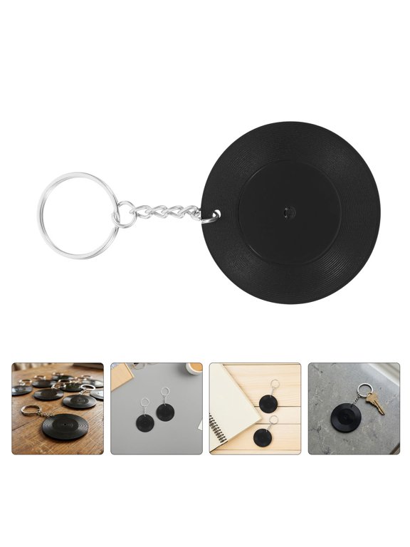 10Pcs Compact Black Retro Cd Keychain Vintage Dj Turntable Music Keyring for Stylish Decor