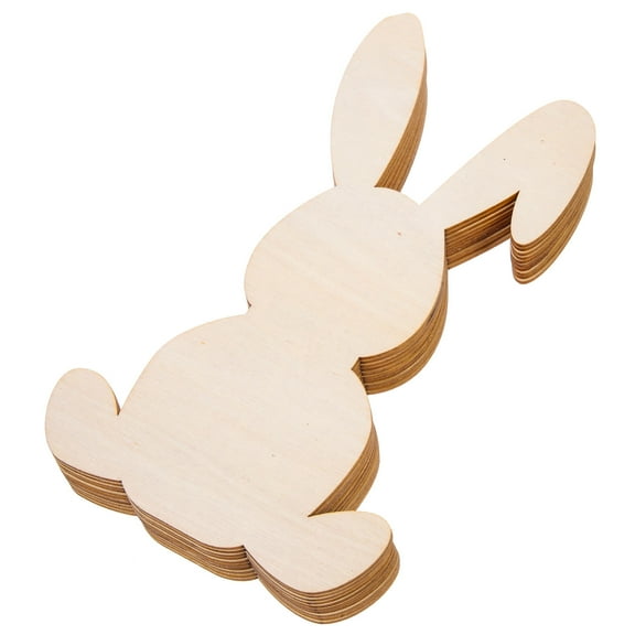 KALLORY 10Pcs Diy Wood Slices Unfinished Wood Pieces Bunny Shape Blank Design For Easter Celebration Home Decoration