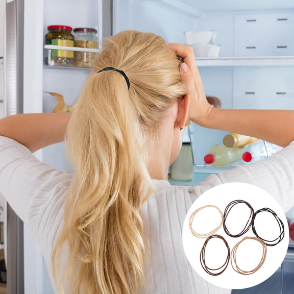 KALLORY 10Pcs Elastic Hair Rubber Bands with Golden Beads Assorted Colors Durable Ponytail Holder