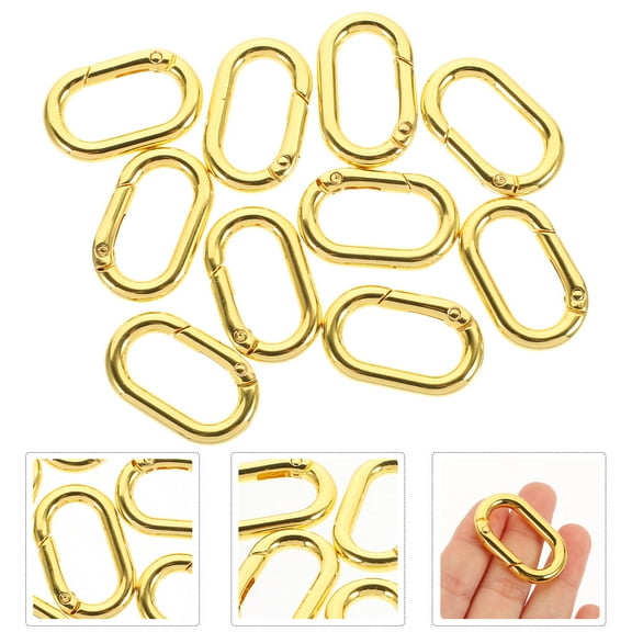 KALLORY 10 Pieces Gold Oval Spring Clasp Metal Snap Hooks for DIY Projects, Strong and Long-Lasting