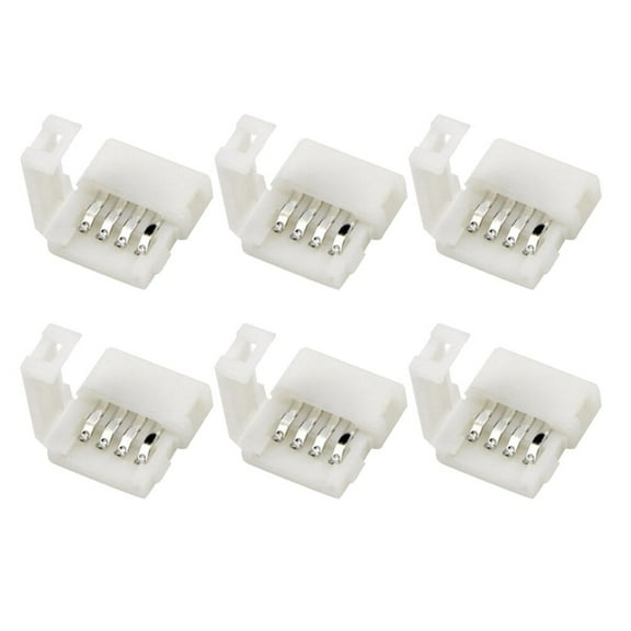 KALLORY 10Pcs Led Light Connector For 5050 Rgb Strip Lights Square White Plastic