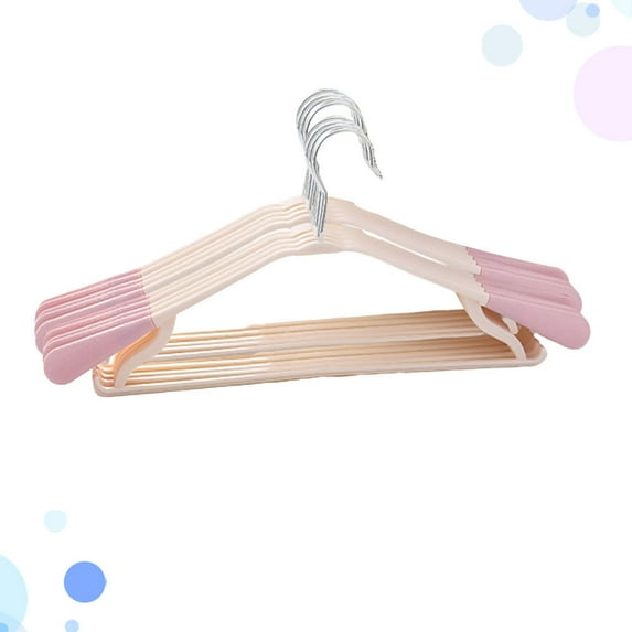 KALLORY 10Pcs Non-Slip Pink Hangers for Coats and Trousers with Rotational Hooks Home Use
