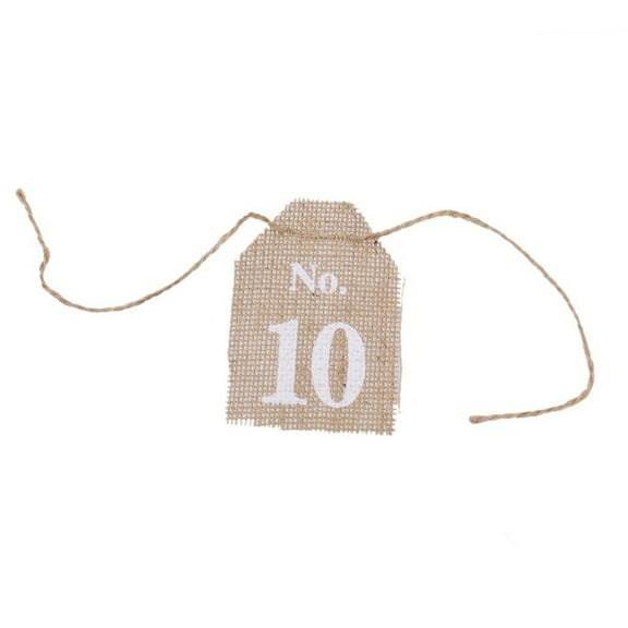 KALLORY 10Pcs Party Seat Card Table Numbers Burlap Rustic Style for Wedding Reception Charity Ball