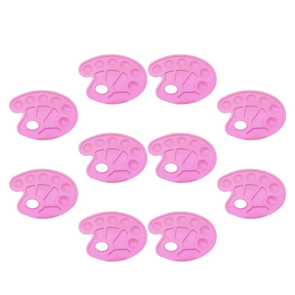 KALLORY 10Pcs Pink Plastic Palette for Artists and Painters with 10 Lattices