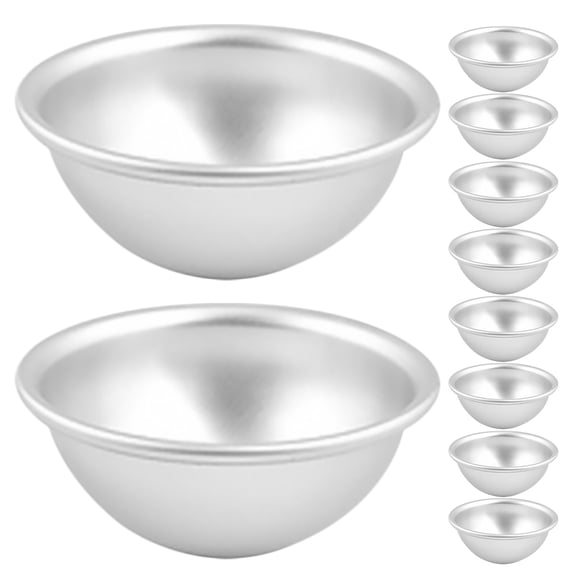 KALLORY 10pcs Dome Cake Pan: Aluminum Nonstick Hemisphere Pan - 3D Cake Decorating Mold - Reusable Dessert Baking Tin for Birthday Wedding Anniversary