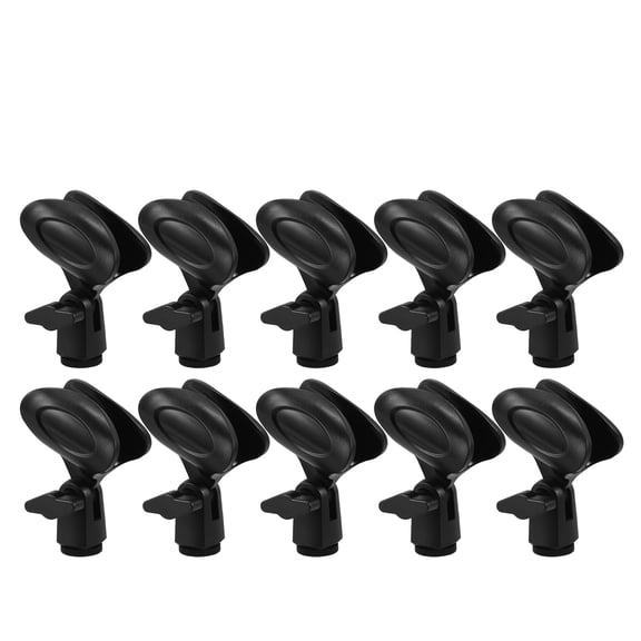 KALLORY 10pcs Universal Mic Clip Holder Adjustable Plastic Spring Microphone Clamp Mic Accessories for Radio Broadcasting Studio and Stage Use Black