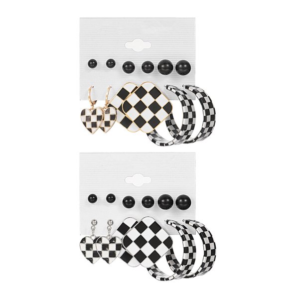 KALLORY Women's Fashion Earrings in Multiple Colors, Alloy Checkered Pattern, Comfortable and Stylish for Everyday Use and Special Events