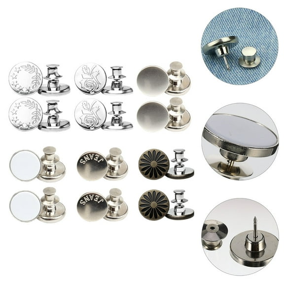 KALLORY 12 Pcs Jean Tack Buttons Jeans Buttons Detachable Button 1.7x1.7x1.7cm