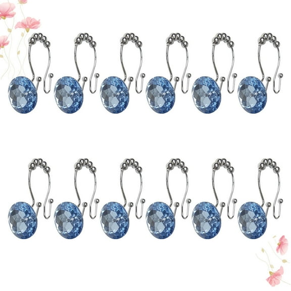 KALLORY 12Pack Western Shower Curtain Hooks Holds Heavy Curtains for Bathroom Renovators in Clear Colored Rhinestone