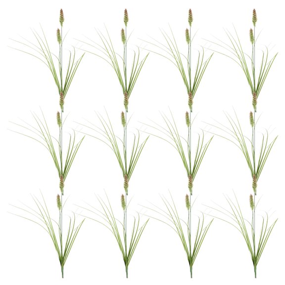 KALLORY 12Pcs Artificial Decorative Grass Stems Faux Reed Grass Green Plant for Vase Party Decor