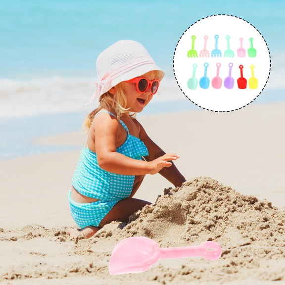 KALLORY 12Pcs Assorted Color Beach Sand Shovels Safe and Easy to Carry for Outdoor Fun