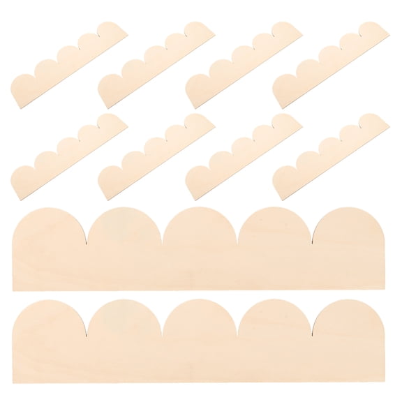 KALLORY 12-Piece Beige Wood Scallop Edge Trim, Decorative Moulding Border for Doors, Shelves, Furniture, Crafts and Home Decor