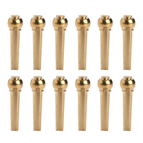 KALLORY 12Pcs Guitar String Pin and Tuning Pegs Golden Brass for Electric Guitar