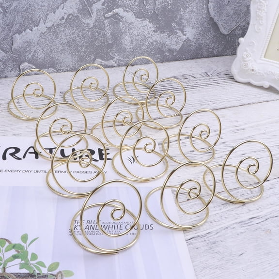 KALLORY 12-Pack Golden Iron Note Holders for Home Use, and Stylish Desk Organizer Accessories