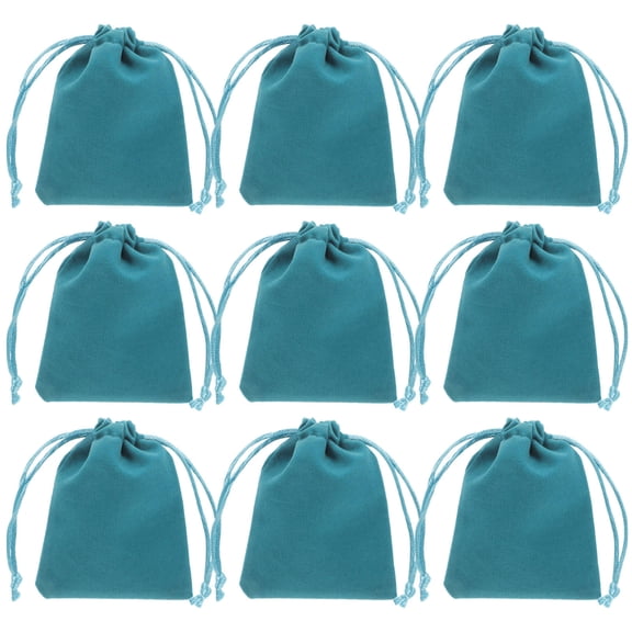 KALLORY Blue Fabric Drawstring Bags for Jewelry and Festival 12Pcs