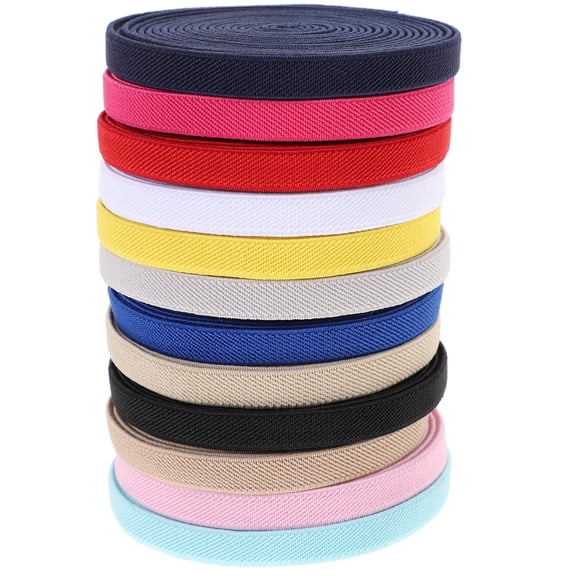 KALLORY 12 Pcs Strong Elastic Bands Assorted Colors Polyester for Artists, Crafts, Office, and Home Use