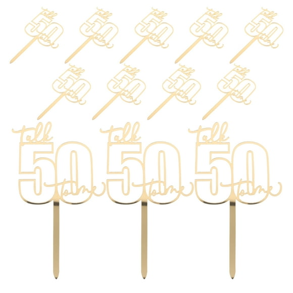 KALLORY Golden Acrylic 50th Birthday Cake Toppers, Reusable and Easy to Insert, Perfect Party Decoration