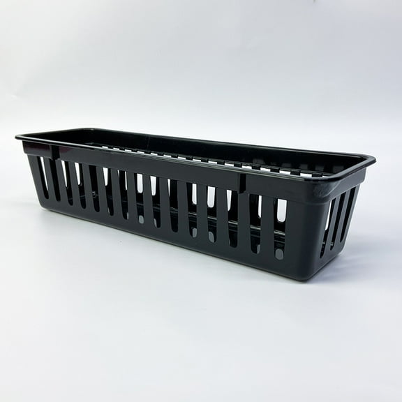 KALLORY 12Pcs Black Plastic Plastic Organizer Basket for Desk and Classroom Stationery Storage