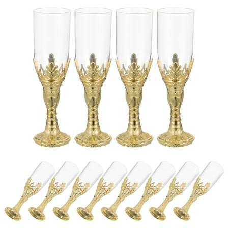 KALLORY Golden Plastic Church Decorative Goblets for Ceremonies and Weddings 12Pcs