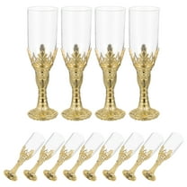 KALLORY Golden Plastic Church Decorative Goblets for Ceremonies and Weddings 12Pcs