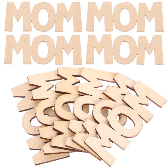 KALLORY 15 Pcs Unfinished Words Cutouts DIY Wood Mom Slice Bulk Decor Letters Mother