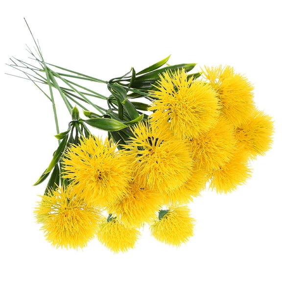 KALLORY 15Pcs Lifelike Faux Dandelions Yellow Plastic Home Decor for Indoor Use