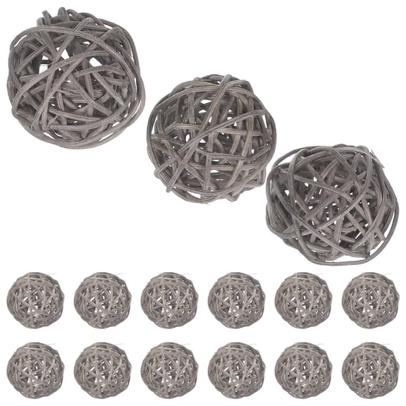 KALLORY 15Pcs Mini Wicker Rattan Balls Diy Craft Decorative Spheres For Christmas Celebration 5x5x5cm