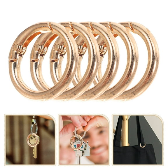 KALLORY Round Keychain Rings Golden Zinc Alloy for Crafting and Bags 15Pcs