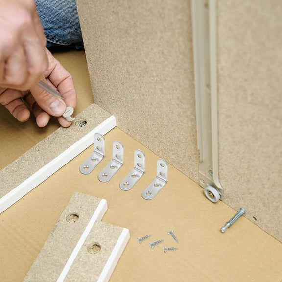 KALLORY 16Pcs Right Angle Brackets for Wood L Shape Brackets for Wood Cold Rolled Steel for Home Use