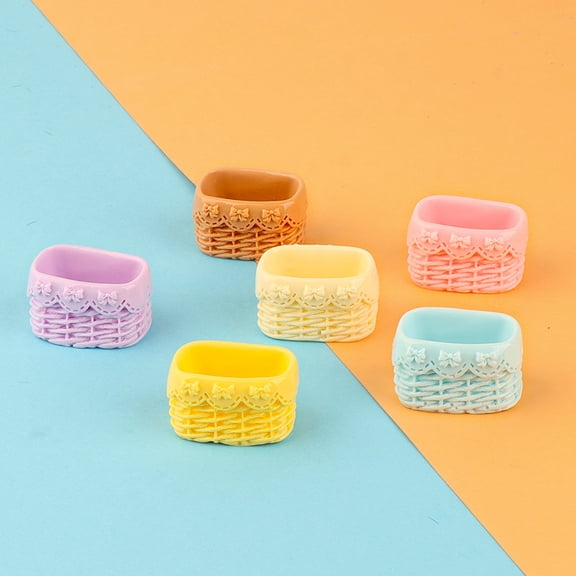 KALLORY 18PCS Miniature Dollhouse Food Basket - Mini Bread Basket Model for Fruit Vegetable Picnic Fairy Garden Dollhouse Kitchen Accessories