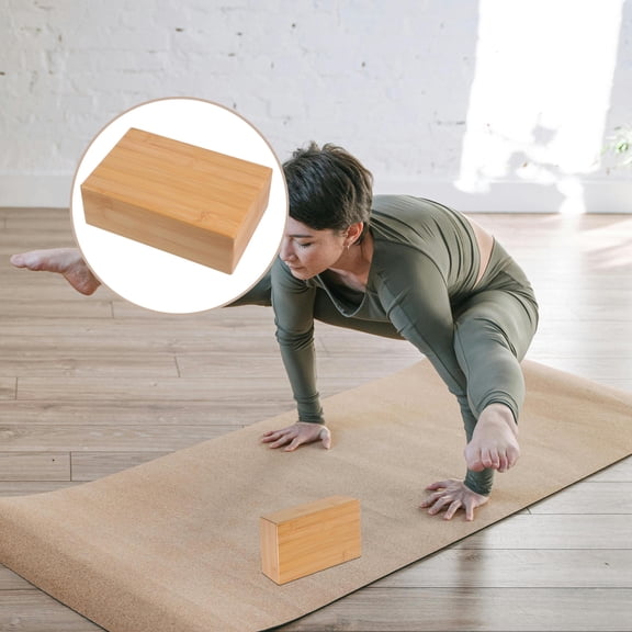 KALLORY 1PC Natural Brick Yoga Practice Auxiliary Tool Wooden Brick for Home Fitness