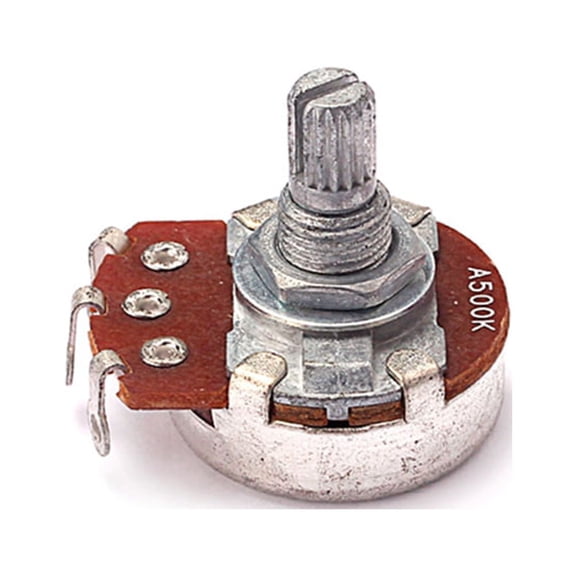 KALLORY 1Pack A500k Guitar Potentiometer Knob Volume Control Knurled Shaft Metal Assorted Color Mini Pot