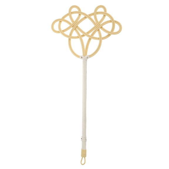 KALLORY 1Pack Beige Plastic Imitation Rattan Weaving Long Handle Quilt Duster for Home Cleaning 24X10.6X1In