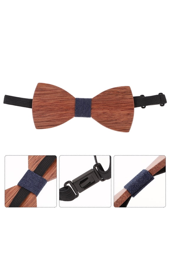 Wooden Mens Bow Tie Multi-Color Adjustable Strap for Wedding Party Formal Events
