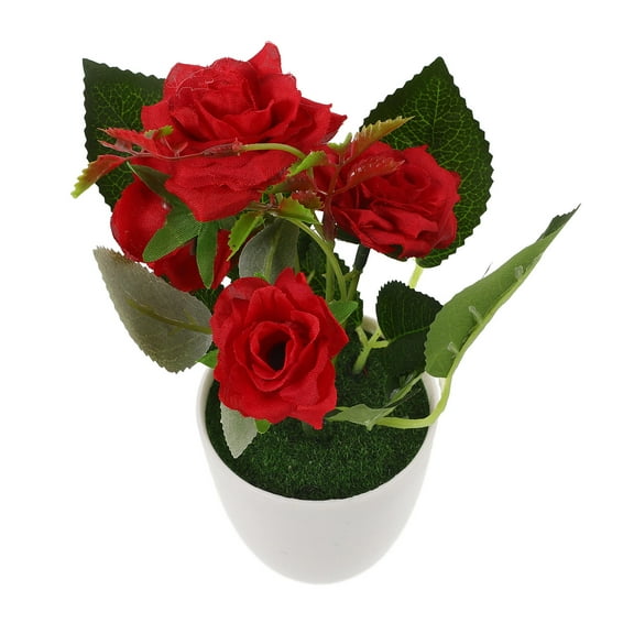 KALLORY 1Pack Faux Bonsai Tree for Home Decor Office Decor Indoor Use Red Plastic