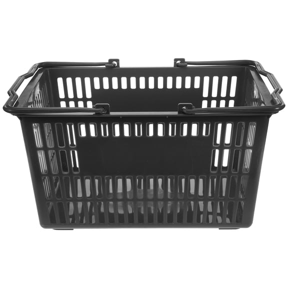 KALLORY Plastic Storage Basket with Handle, Dark Grey, Thickened Design for Home, Office, and Organization Needs